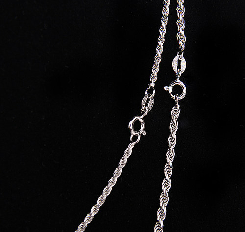 S925 silver rope chain 纯银镀白金麻花绳项链男女锁骨链 - 图3