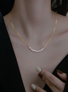 珍珠项链轻奢小众锁骨链925纯银