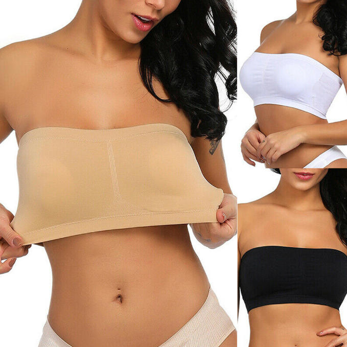 Women Seamless Bandeau Strapless Bras Stretch Tube Top女抹胸 - 图0