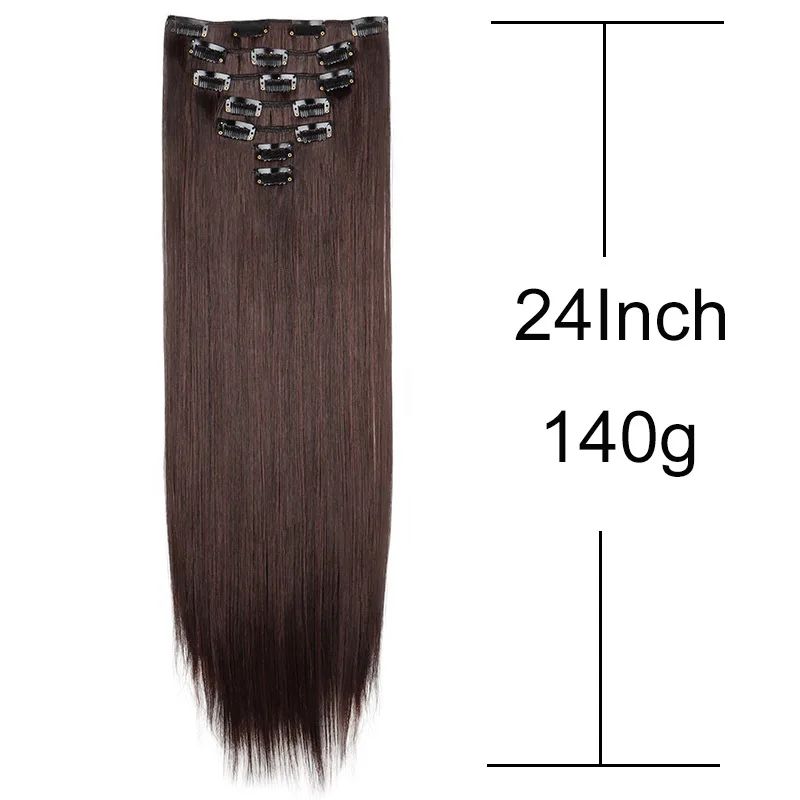 24Inch Synthetic 7Pcs/set Long Straight Hair Extension 16Cli - 图0