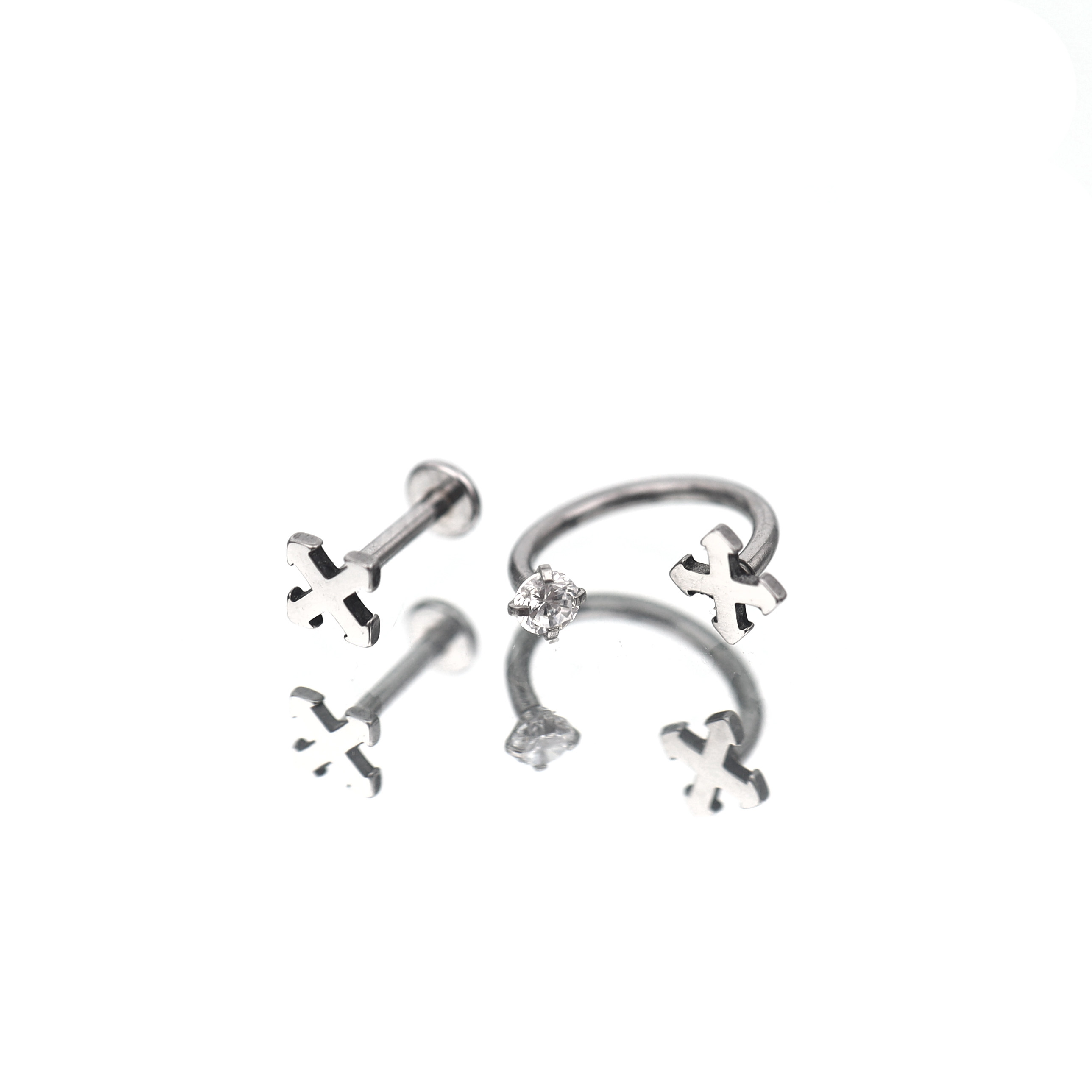 Shinma耳钉唇钉眉钉ROOK钉内牙C型唇环马蹄环耳骨环 哥特十字架叉,淘宝优惠券,粉丝福利购,淘宝优惠卷