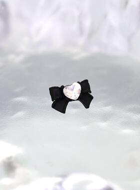 Shinma红黑色爱心钻蝴蝶结耳钉