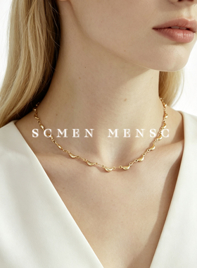 SCMEN 设计师小香蕉几何高级感女ins项链锁骨链 钛钢镀18k金镀银