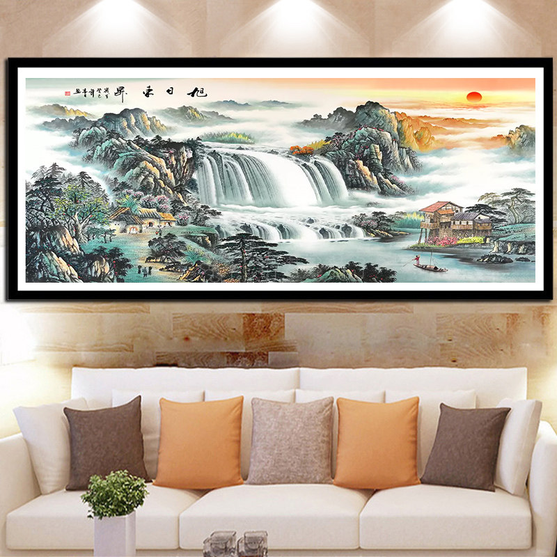 蒙娜丽莎新品十字绣2025新款客厅大气旭日东升国画山水画手工刺绣,淘宝优惠券,粉丝福利购,淘宝优惠卷