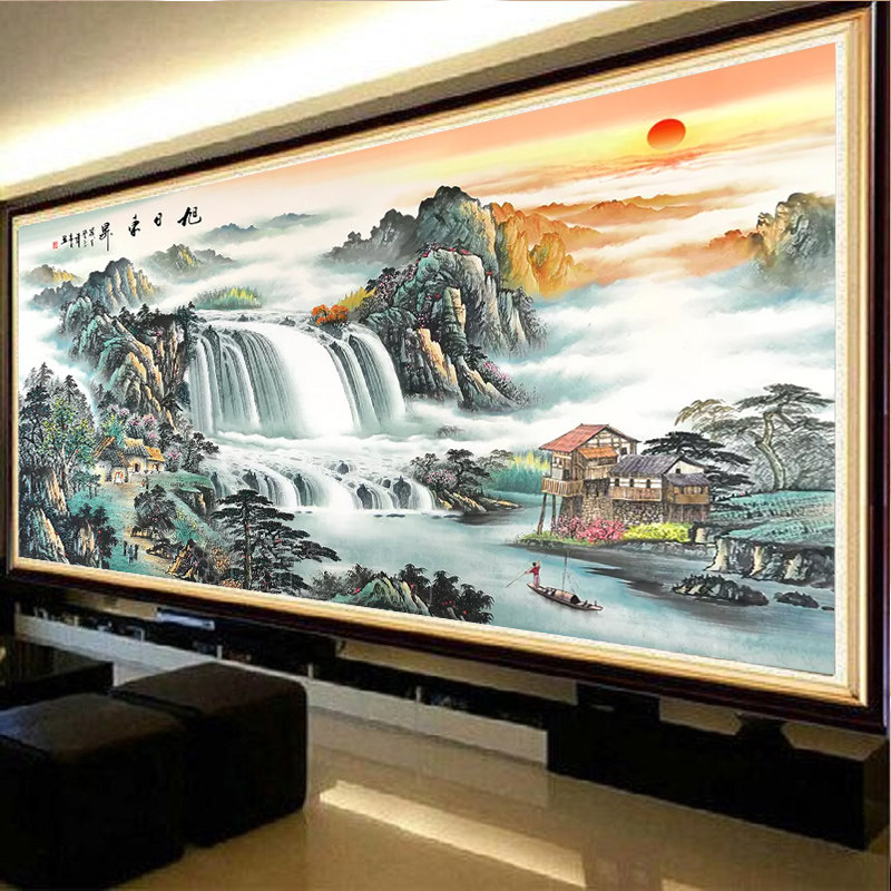 蒙娜丽莎新品十字绣2025新款客厅大气旭日东升国画山水画手工刺绣,淘宝优惠券,粉丝福利购,淘宝优惠卷