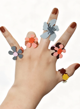 绿场孤品双花戒指彩色亚克力