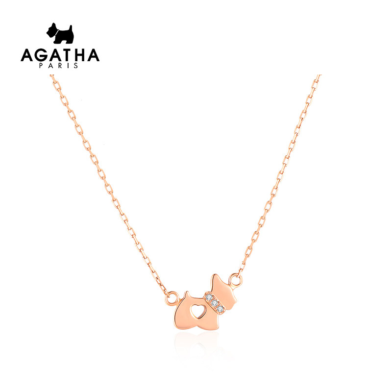 agatha18k金项链女小狗金狗狗吊坠 agatha项链