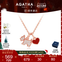 (Christmas present) AGATHA PRECIOUS LITTLE Loving Puppies Necklaces STYLE LIGHT LAVISH GIFT LOCK BONE CHAIN