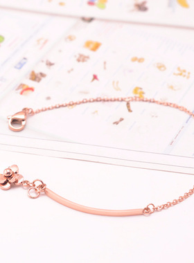 韩版韩国 复古立体小山茶花手链钛钢镀18K玫瑰金彩金女款送闺蜜