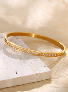 钛钢手镯女夏小众 镶钻手环日韩气质百搭手饰品2022年新款女