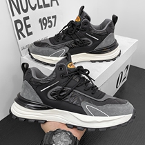 Black mens shoes 2023 new winter soft-bottom running sneaker junior high school students 100 hitch casual old daddy boomer shoes