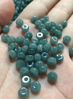 diy天然翡翠油青a货手串算盘珠