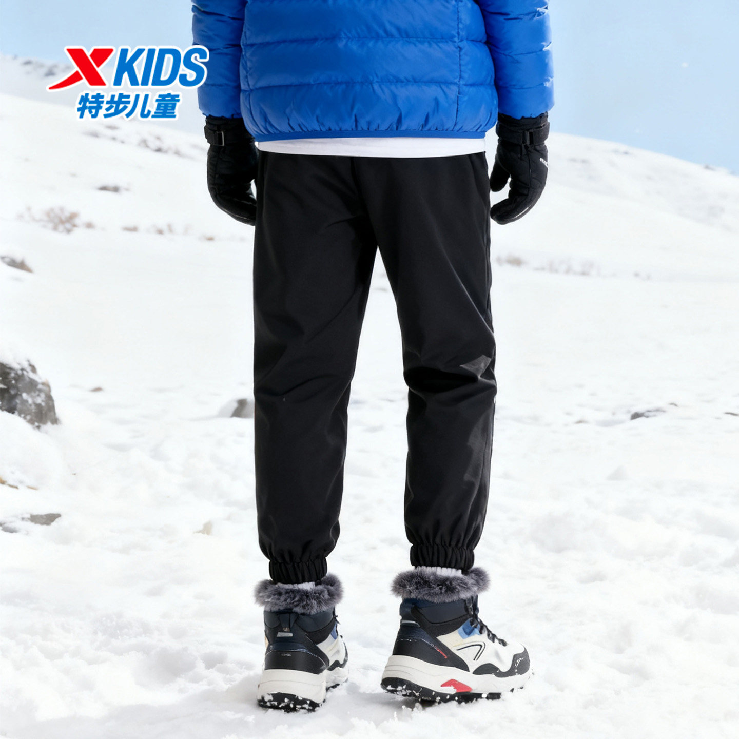 特步儿童冬季加绒裤子男童热暖绒运动裤男孩加厚棉裤冬季黑色卫裤,淘宝优惠券,粉丝福利购,淘宝优惠卷
