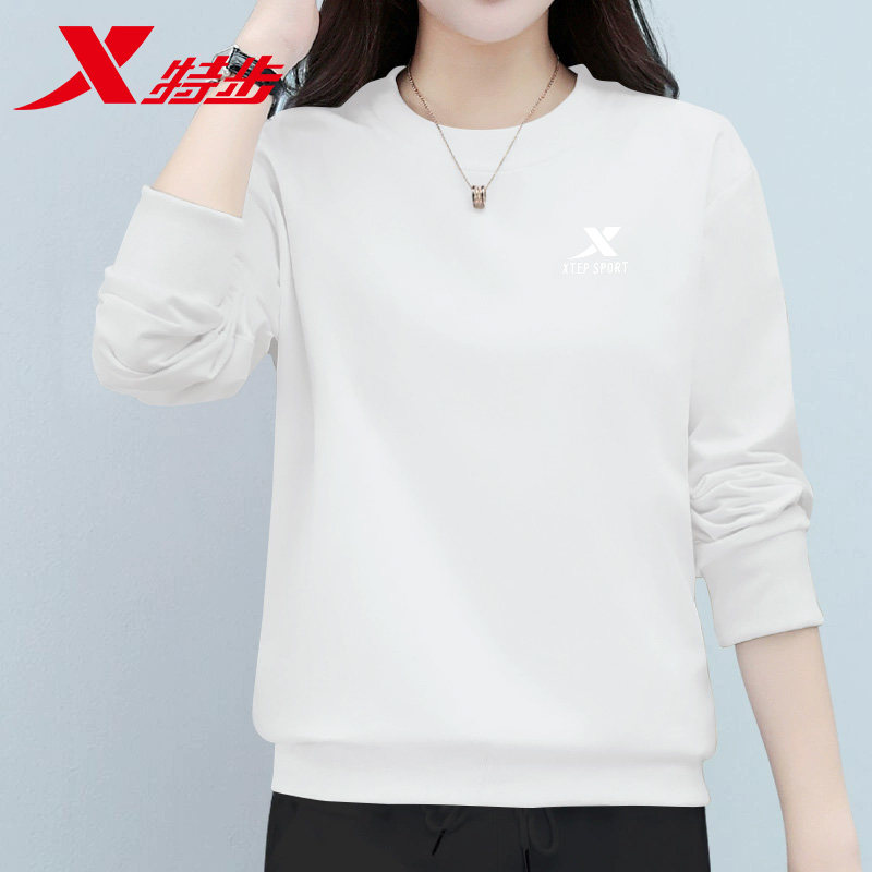特步圆领卫衣女2026春季新款官方旗舰店正品长袖上衣T恤女套头衫,淘宝优惠券,粉丝福利购,淘宝优惠卷