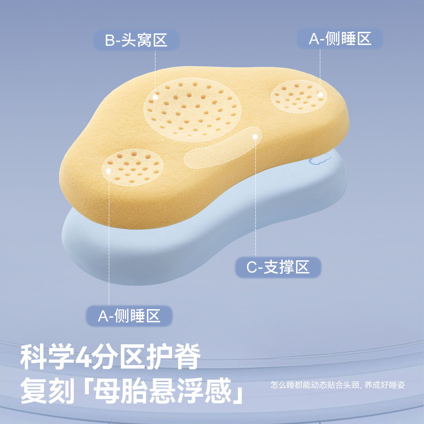 贝肽斯婴儿枕头儿童云朵硅胶宝宝1到3岁分区四季6个月以上专用枕,淘宝优惠券,粉丝福利购,淘宝优惠卷