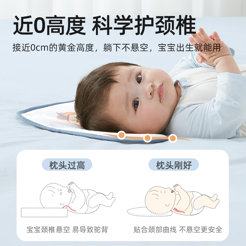 贝肽斯云片枕婴儿枕头新生儿0到6个月躺睡透气吸汗冰丝宝宝凉枕巾多图5