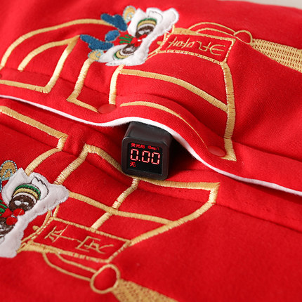 贝肽斯婴儿拜年服夹棉连体衣冬季红色喜庆满月周岁百天宝宝衣服S