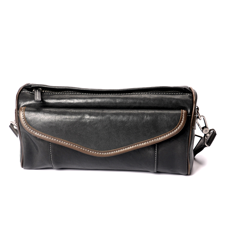 新款男包头层牛皮单肩斜挎包真皮胸包圆桶休闲复古高级感机车包潮 - 图3