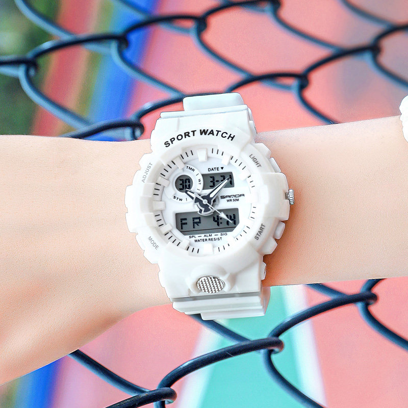 2020新款学生韩版潮流白色电子表 三达手表国产腕表