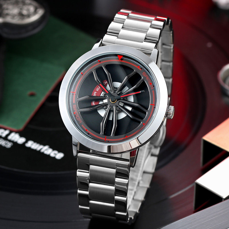 个性旋转男概念中学生防水虫洞男表 三达手表国产腕表