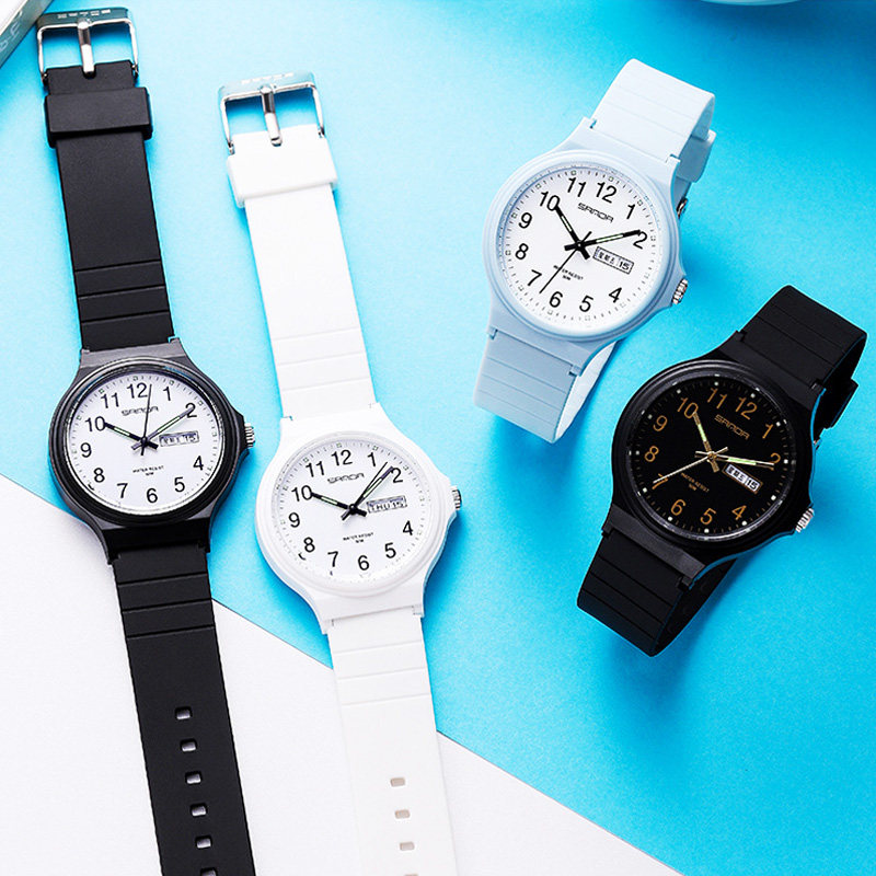 男女孩初中小学生儿童双日历电子表 三达手表国产腕表