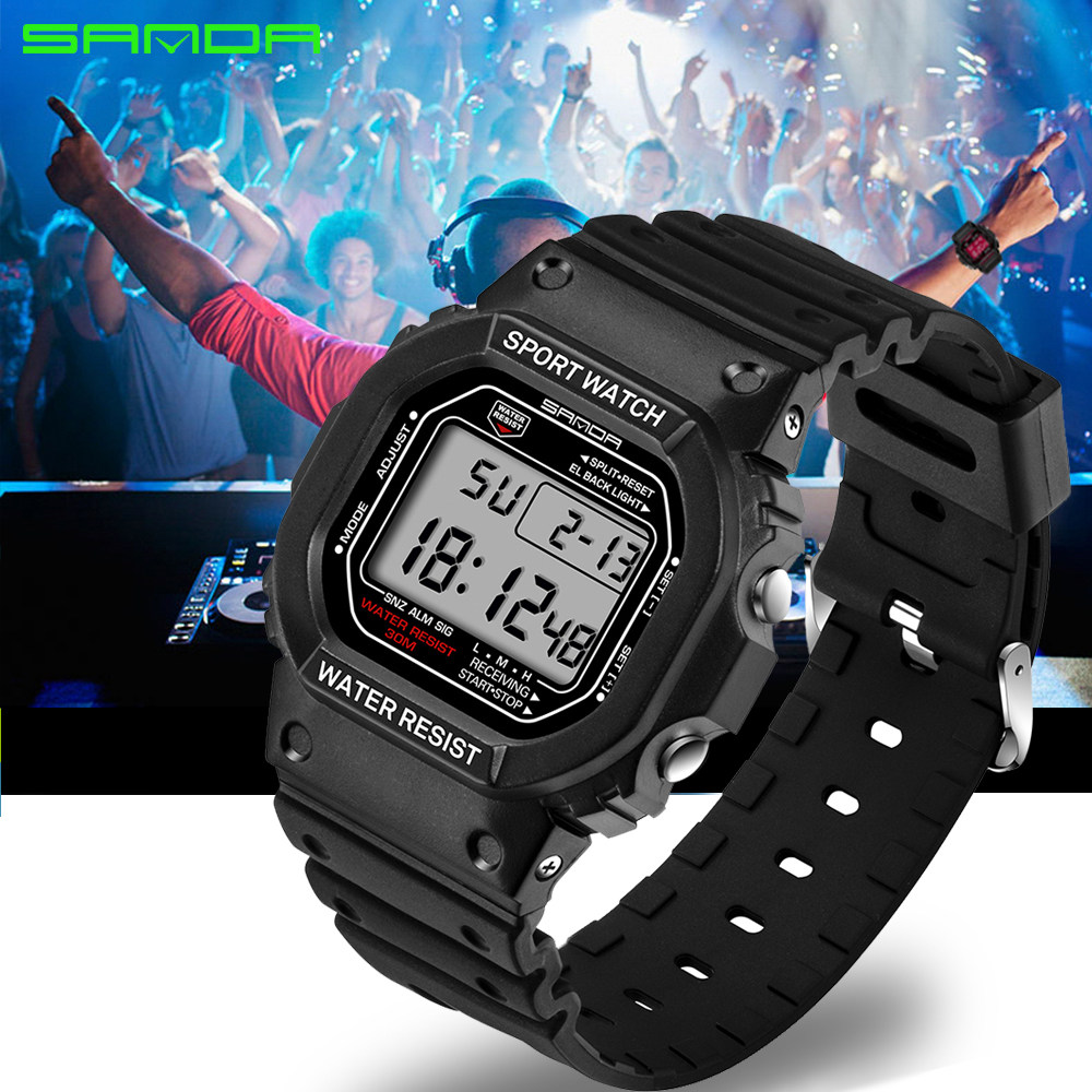 时尚潮流方形多功能数字式电子表 三达手表国产腕表