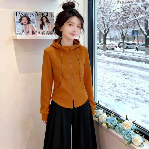 双拉链连帽卫衣外套女2026新款爆款秋季大码胖MM显瘦时尚洋气上衣 - 图3