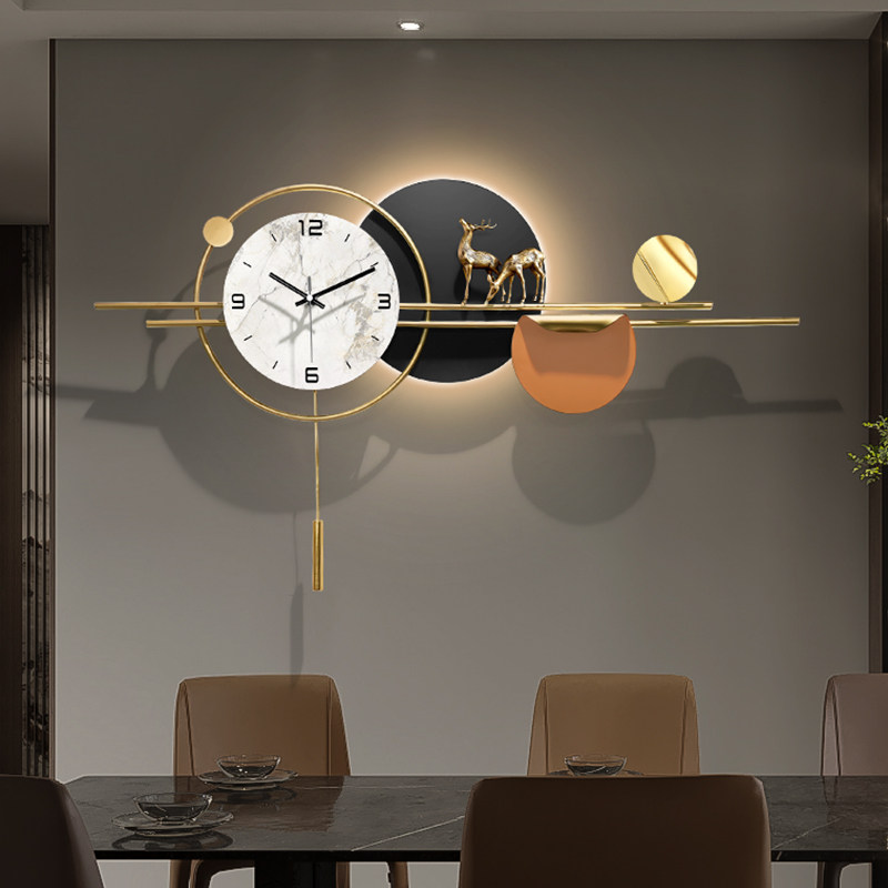 飞鸟集现代轻奢餐厅挂钟高级感钟表客厅2026新款挂表创意时钟挂墙,淘宝优惠券,粉丝福利购,淘宝优惠卷