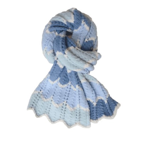 原创美拉德秋冬围巾编织材料包波浪渐变层次感亲子款毛线手作diy - 图3