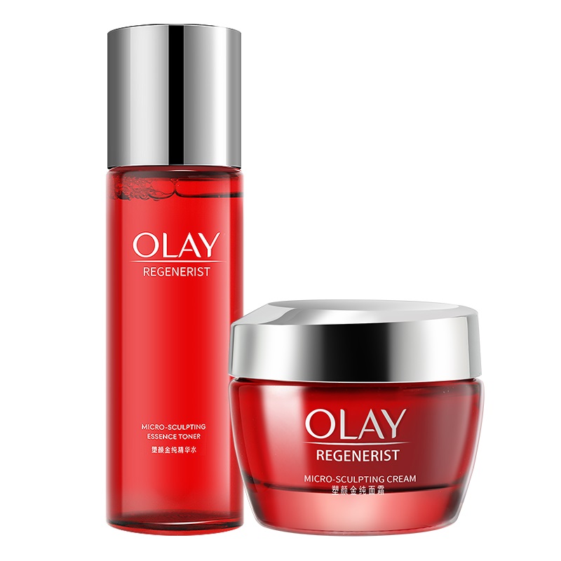 Olay/玉兰油新生塑颜金纯面霜+水紧致保湿大红瓶护肤品套装官网女