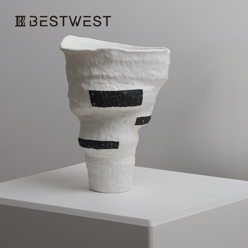 大丹陶瓷设计师正品景德镇陶瓷花瓶复古侘寂风客厅插花摆件高级感 - 图1