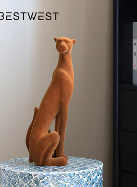 轻奢豹子摆件客厅玄关酒柜装饰高级感小众艺术家居乔迁开业礼物