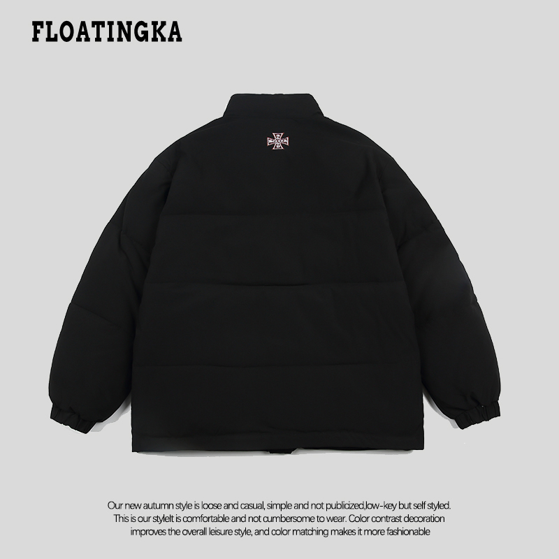 FLOATINGKA浮佧尼美式简约加厚立领面包服男女冬季情侣款棉服外套