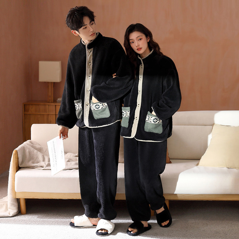 情侣睡衣2025新款秋冬季珊瑚绒黑色高级感冬天休闲保暖家居服男女,淘宝优惠券,粉丝福利购,淘宝优惠卷