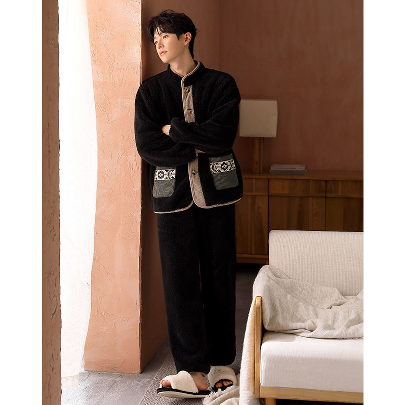 情侣睡衣2025新款秋冬季珊瑚绒黑色高级感冬天休闲保暖家居服男女,淘宝优惠券,粉丝福利购,淘宝优惠卷