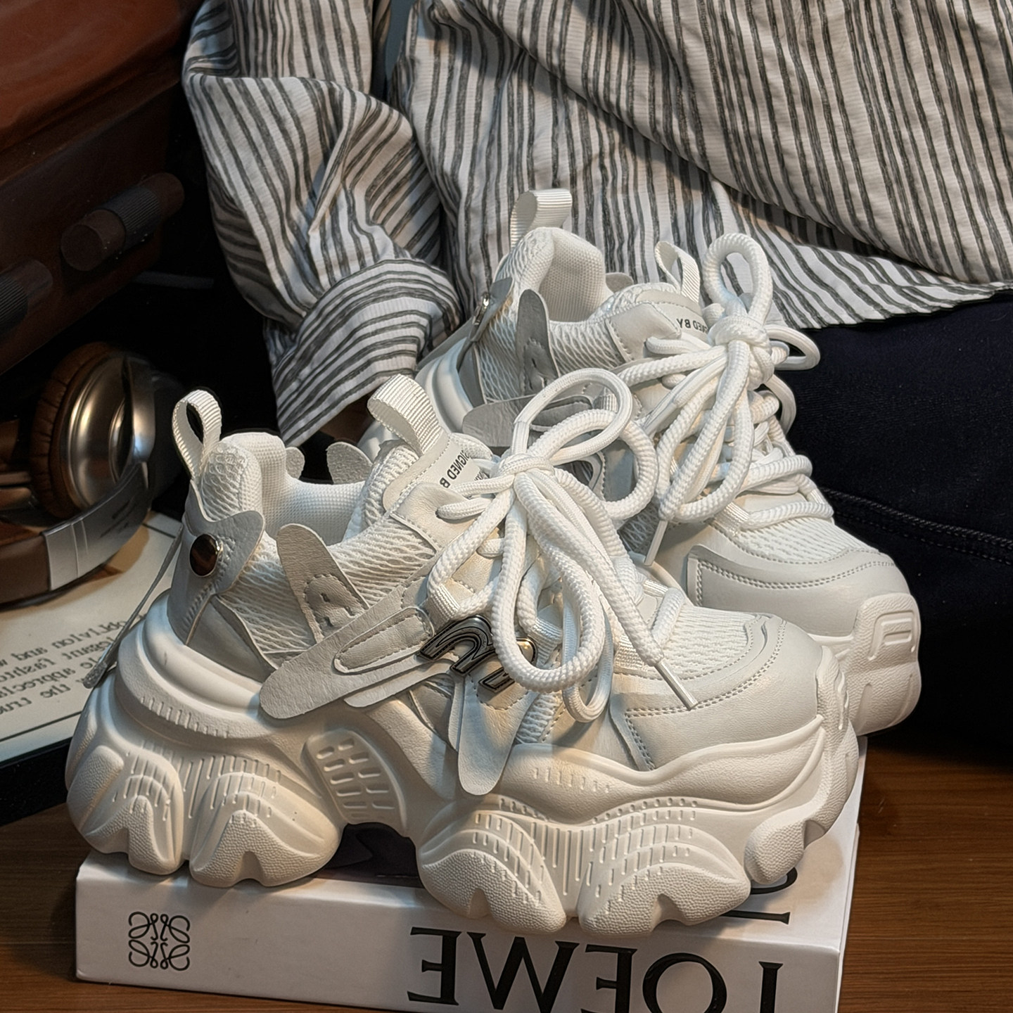 复古真皮绑带松糕厚底老爹鞋女2026新款百搭小个子增高休闲运动鞋,淘宝优惠券,粉丝福利购,淘宝优惠卷