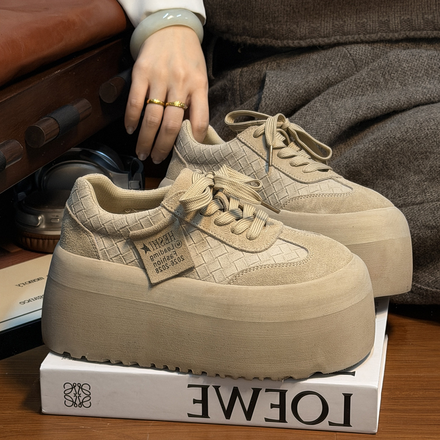 复古真皮做旧松糕厚底德训鞋女面包鞋百搭小个子增高休闲板鞋单鞋,淘宝优惠券,粉丝福利购,淘宝优惠卷