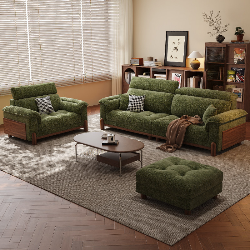 中古风布艺沙发客厅小户型2025新款复古绿色雪尼尔可拆洗皮布沙发,淘宝优惠券,粉丝福利购,淘宝优惠卷