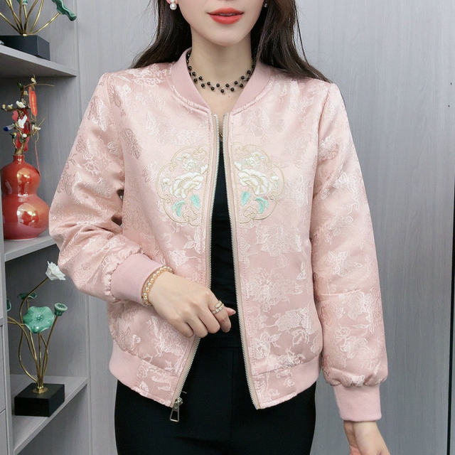 New Chinese style national style embroidered baseball jacket for small men