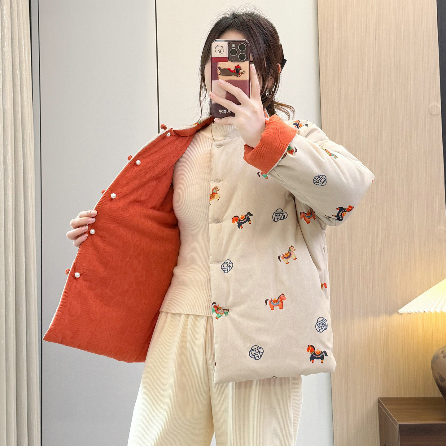 新中式国风印花双面穿棉服女2025冬季新款复古盘扣保暖棉衣棉外套,淘宝优惠券,粉丝福利购,淘宝优惠卷