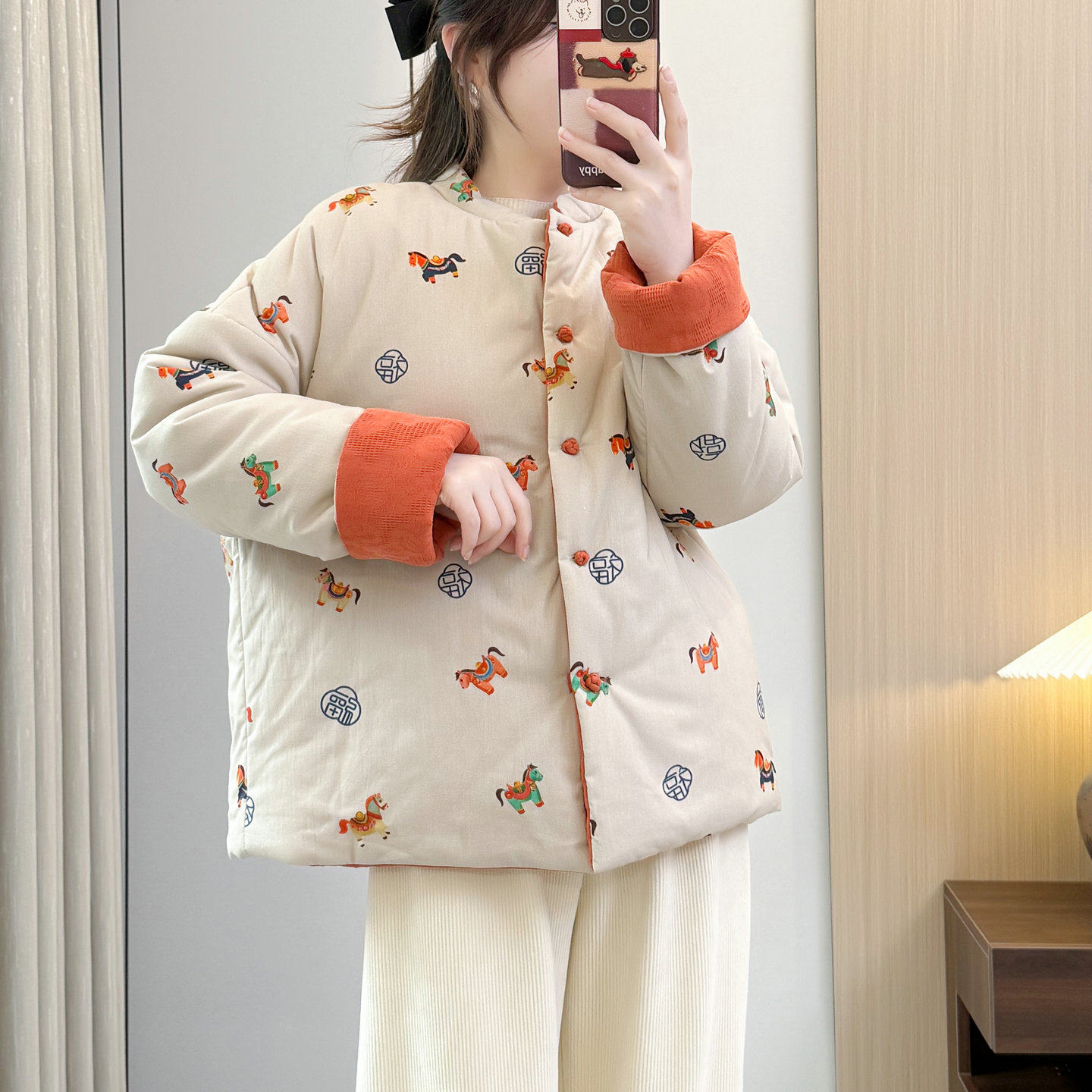 新中式国风印花双面穿棉服女2025冬季新款复古盘扣保暖棉衣棉外套,淘宝优惠券,粉丝福利购,淘宝优惠卷