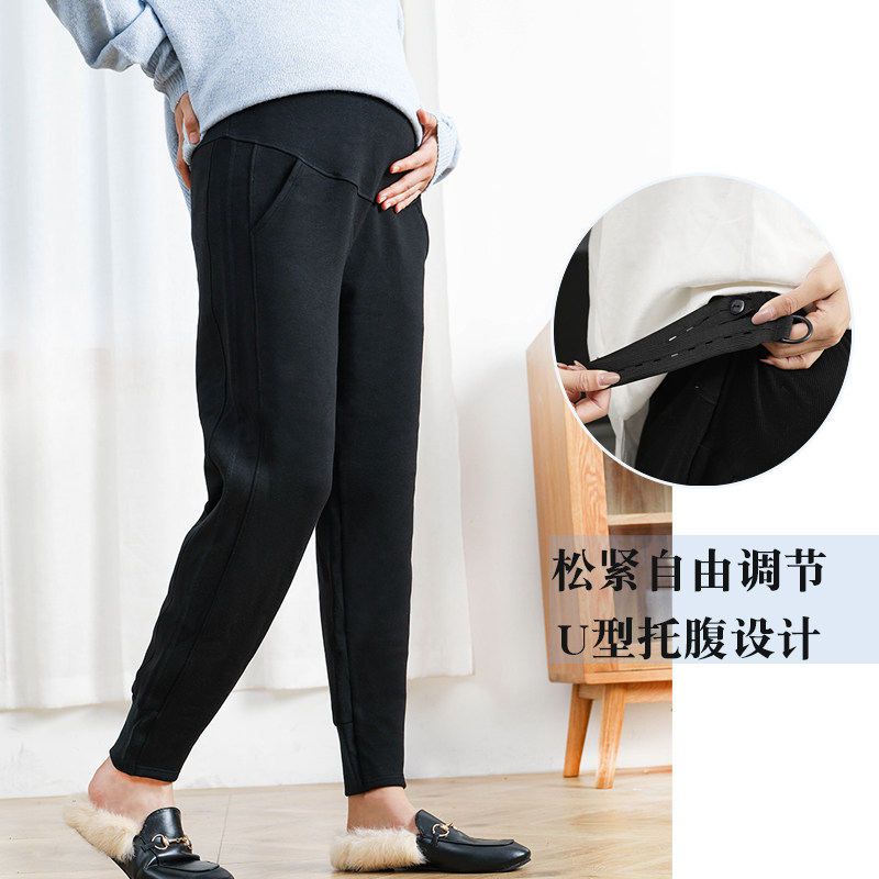 孕妇冬款加厚绒托腹百搭潮妈打底裤 恋酷桥孕妇打底裤