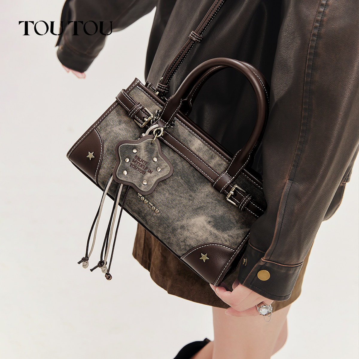 新年礼物TOUTOU星星凯莉包质感中古托特包通勤百搭手提单肩斜挎包,淘宝优惠券,粉丝福利购,淘宝优惠卷