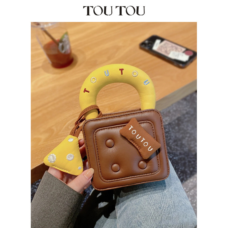 TOUTOU原创焦糖华夫包可爱甜甜圈手提小方包女休闲百搭单肩斜挎包,淘宝优惠券,粉丝福利购,淘宝优惠卷
