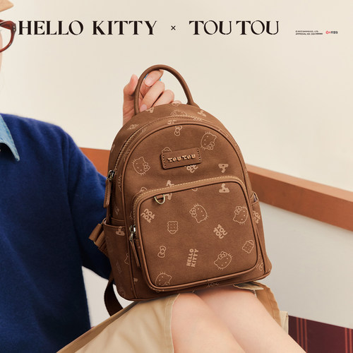 TOUTOUhellokitty凯蒂猫大容量双肩包哈喽kt通勤小背包可爱书包女 - 图0