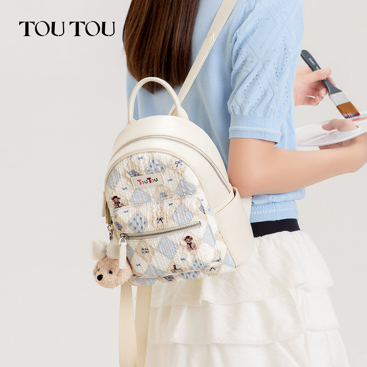 新年礼物TOUTOU可爱双肩包女高颜值质感背包夏季旅游轻便通勤书包,淘宝优惠券,粉丝福利购,淘宝优惠卷