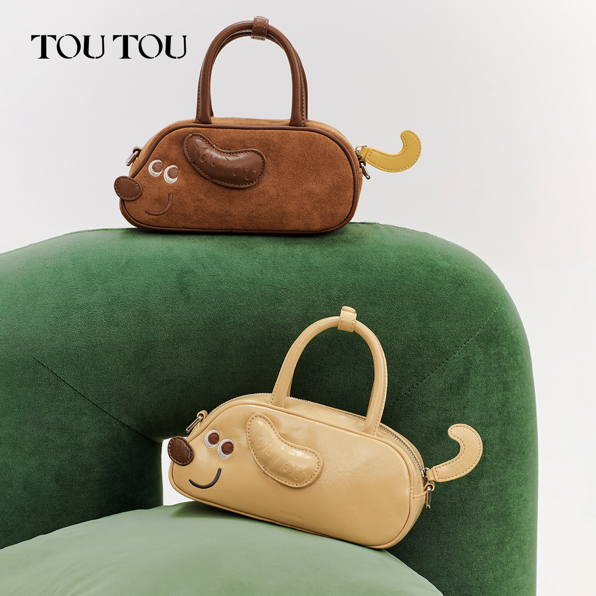 TOUTOU绒面腊肠狗保龄球包可爱手提波士顿包单肩斜挎包外出小拎包,淘宝优惠券,粉丝福利购,淘宝优惠卷