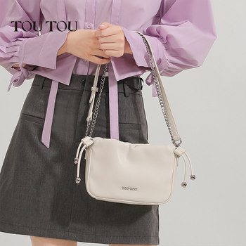 TOUTOU2024 ຮູບແບບຈີນໃຫມ່ pleated chain cloud bag niche commuter armpit bag summer crossbody women's bag