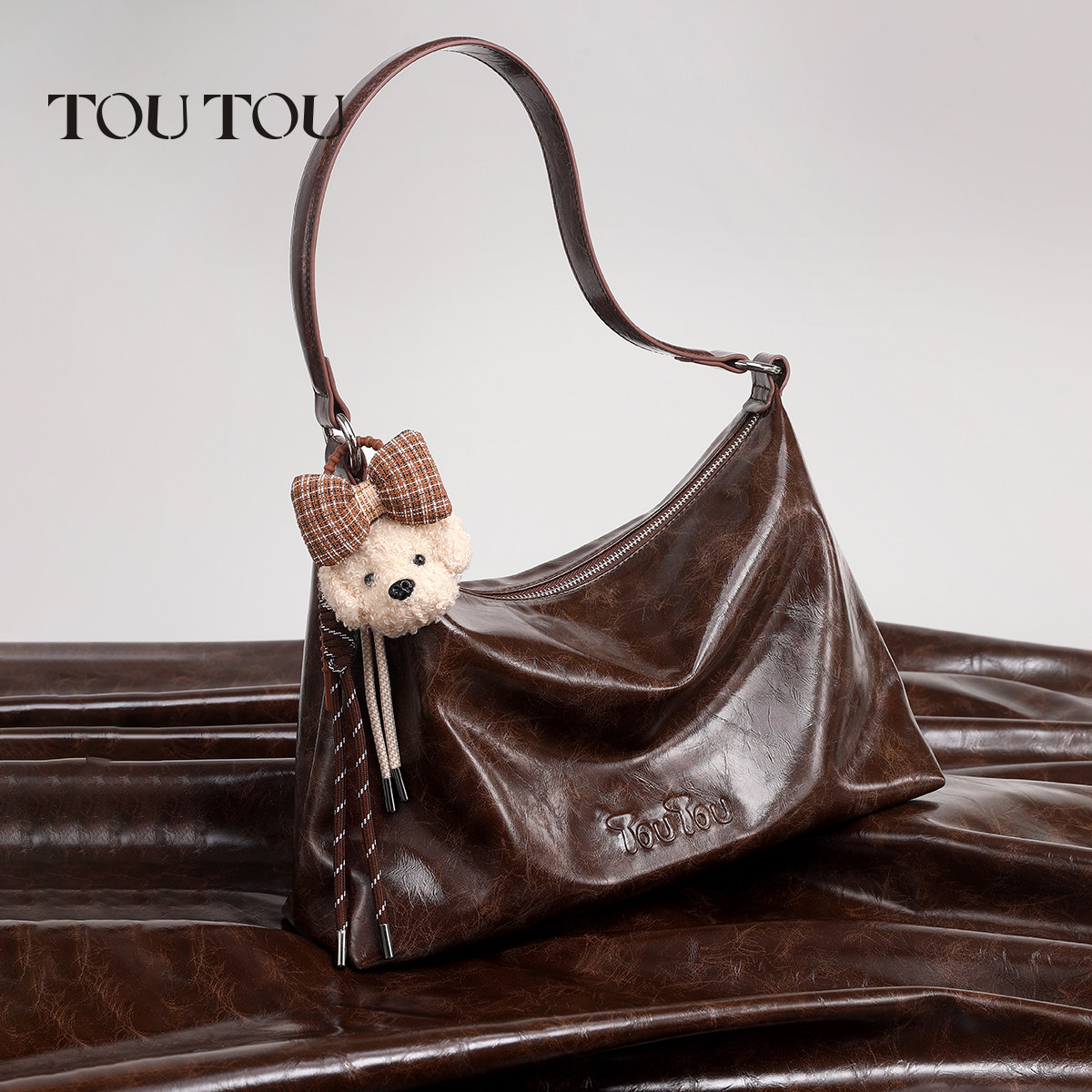 TOUTOU高级感复古腋下包软袋hobo包大容量通勤托特包单肩斜挎包女,淘宝优惠券,粉丝福利购,淘宝优惠卷