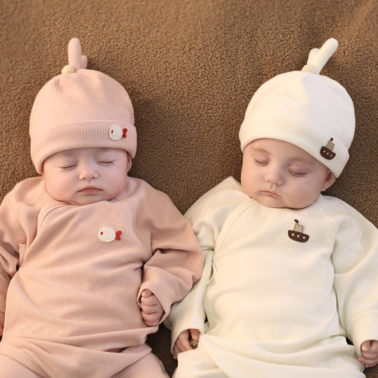 新生儿胎帽秋冬季保暖加厚宝宝护头囟门帽防风婴儿帽子0到3个月